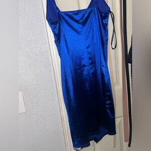 Sleek Blue Satin Dress